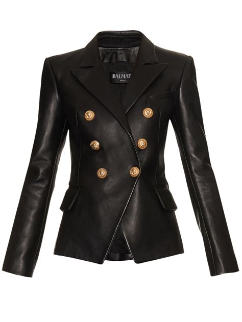 balmain leather jacket women's